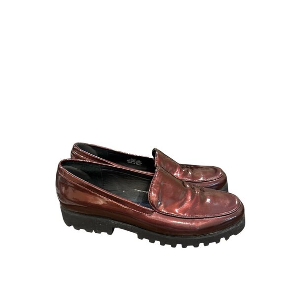 Donald Pliner Womens Burgundy Patent Leather Loafers Size 9, Pre-Owned Good Con - Picture 4 of 9